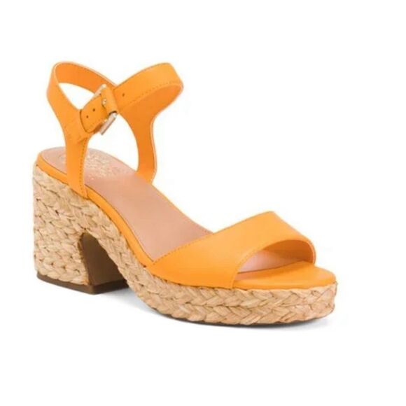 Vince Camuto Mango Sorbet Ranneli Leather Espadrille Wedge Sandal 7.5. New - Picture 1 of 8